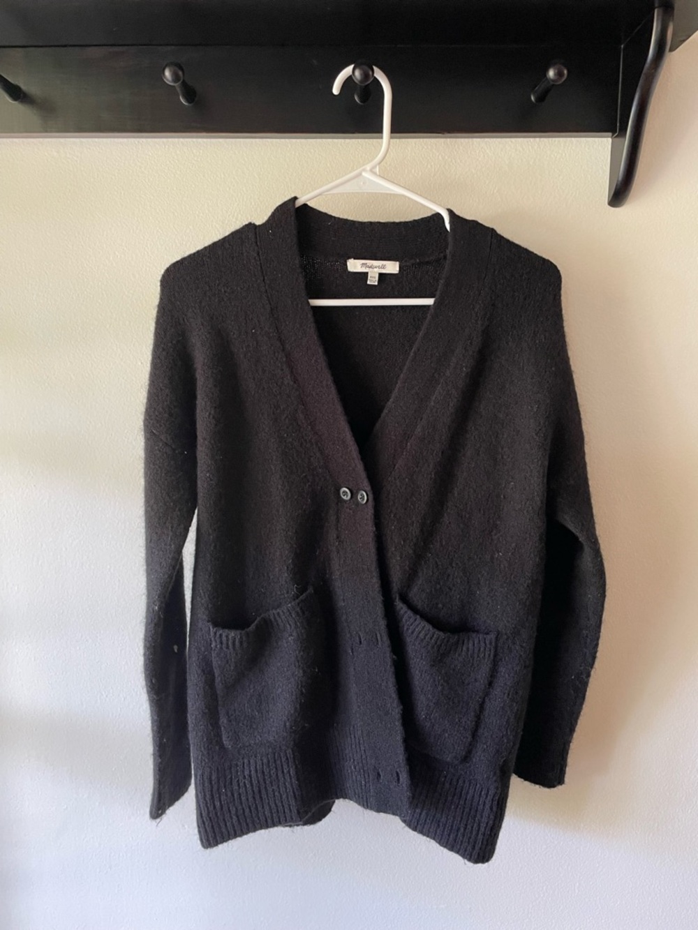 Madewell Black V-Neck Button Cardigan